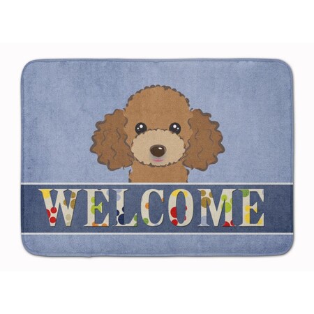 Carolines Treasures Chocolate and Brown Poodle Welcome Machine Washable Memory Foam Mat BB1442RUG